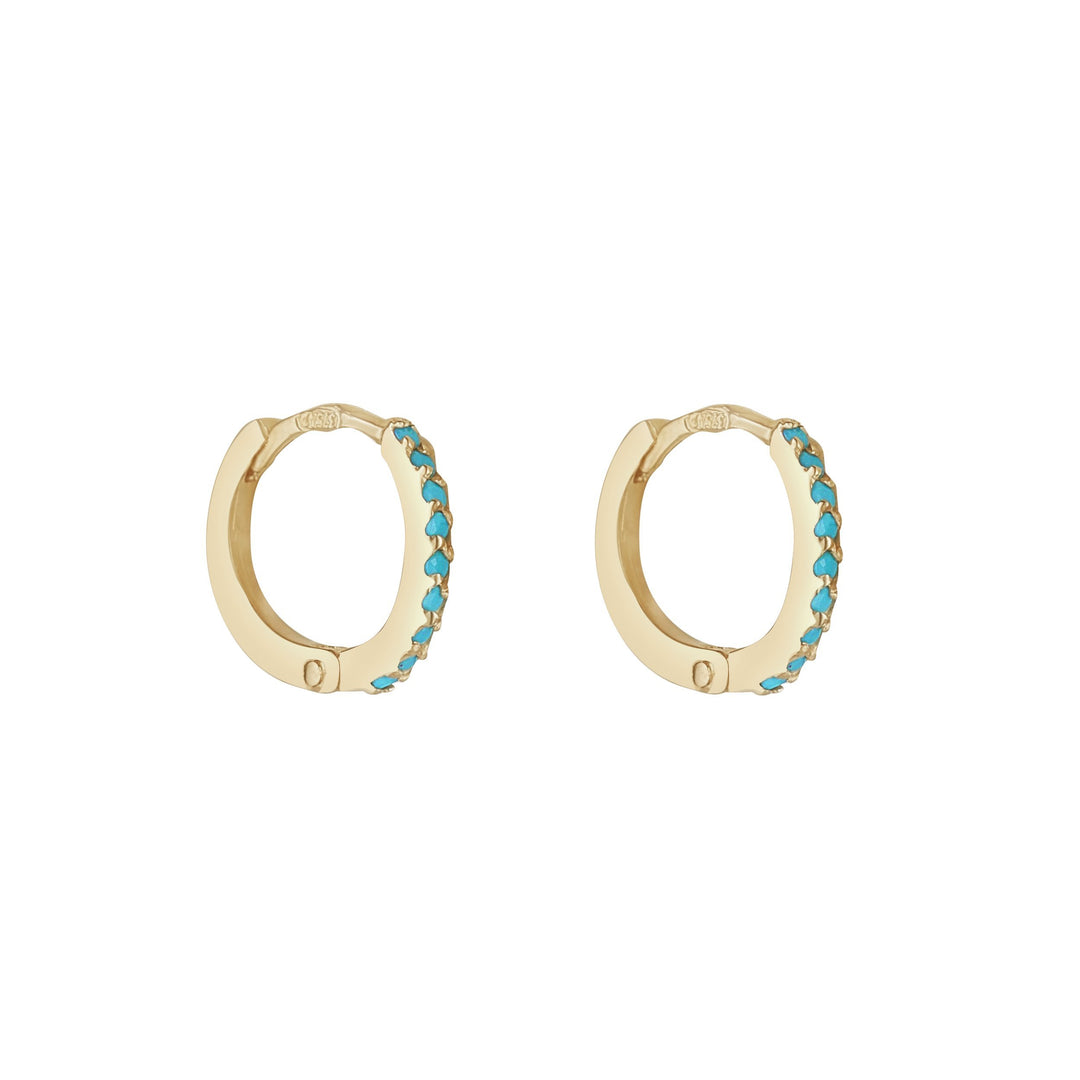 Gold Turquoise Huggie Earring
