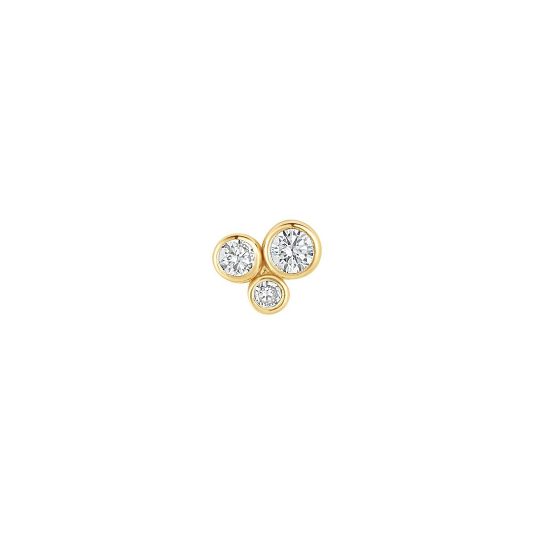 9ct gold trilogy piercing earring on white background