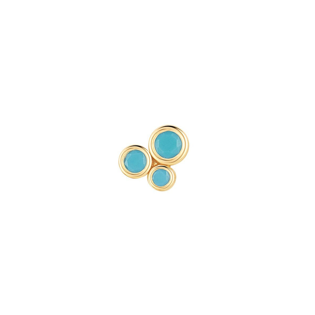 9ct gold turquoise piercing earring on white background