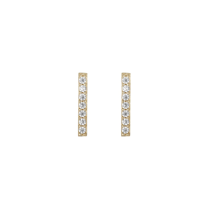 9ct gold cz bar stud earrings on white background