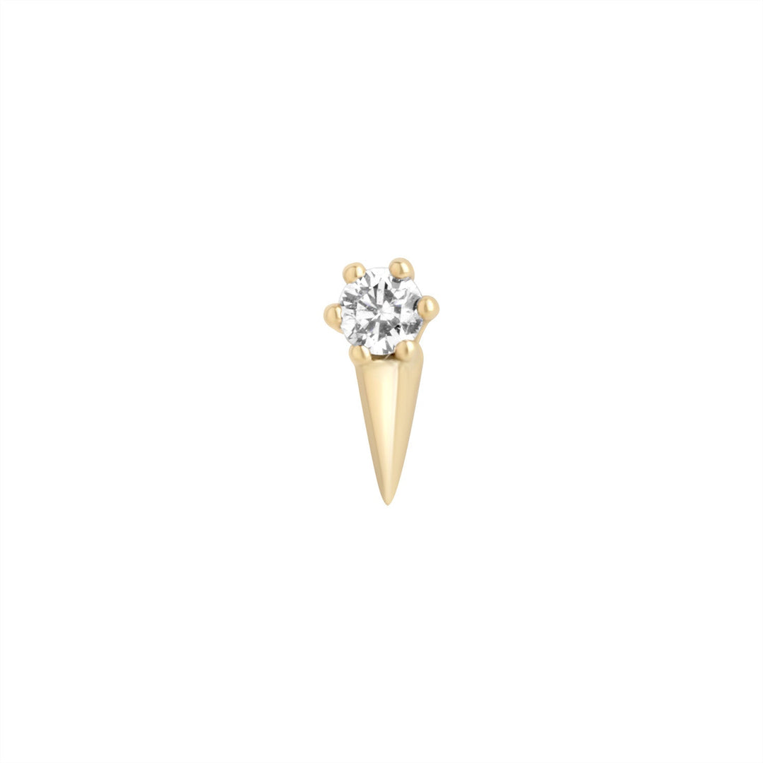 9ct gold round cz spike piercing earring on white background