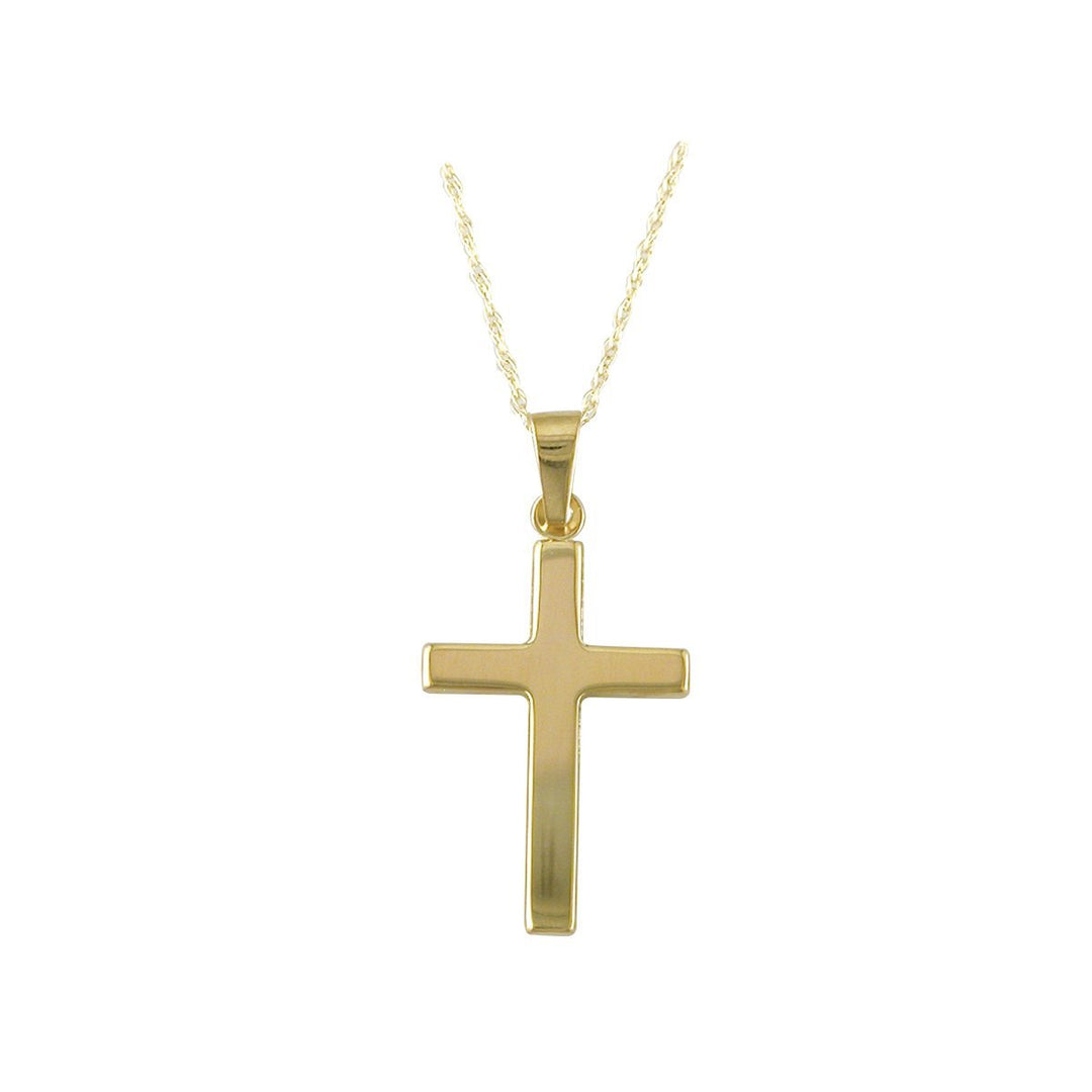 9ct gold cross pendant on white background