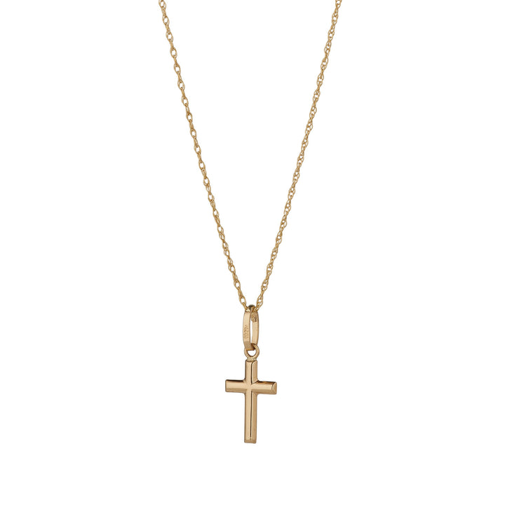 9ct gold small cross pendant on white background