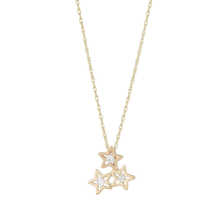 Gold Cubic Zirconia Set Star Cluster Necklace