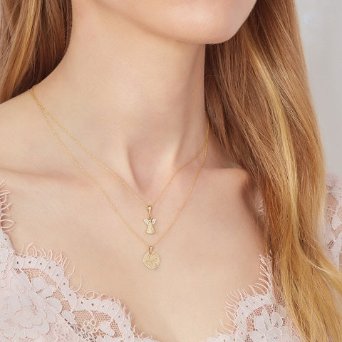9ct Gold Angel Disc Pendant