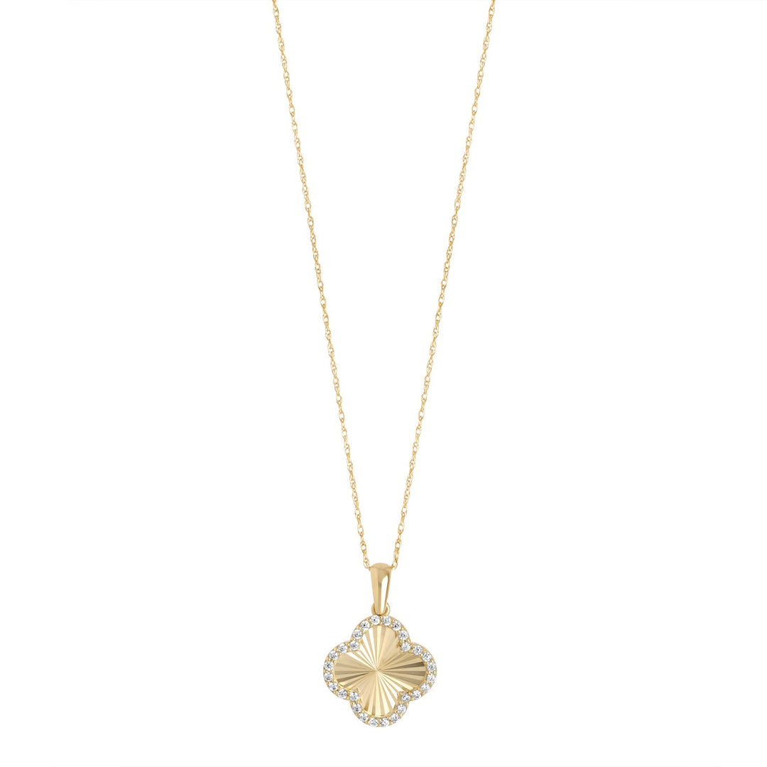 9ct gold cz clover pendant on white background