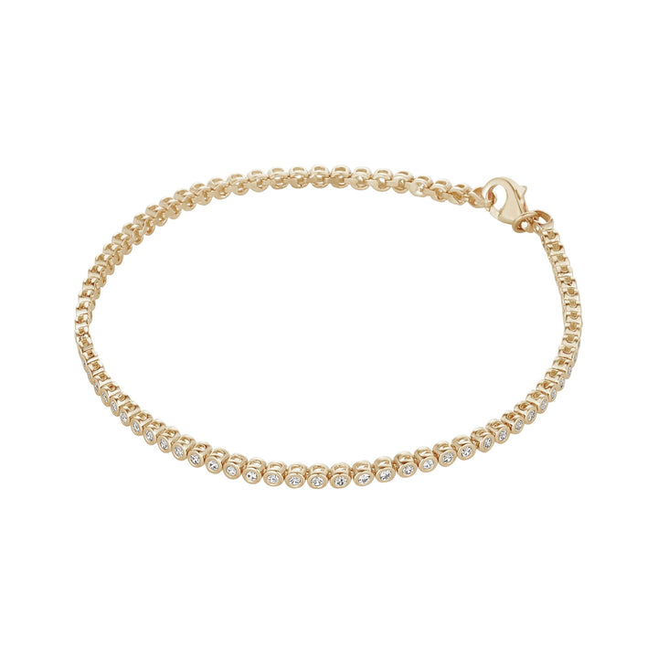 9ct gold 1mm cz rubover tennis bracelet on white background