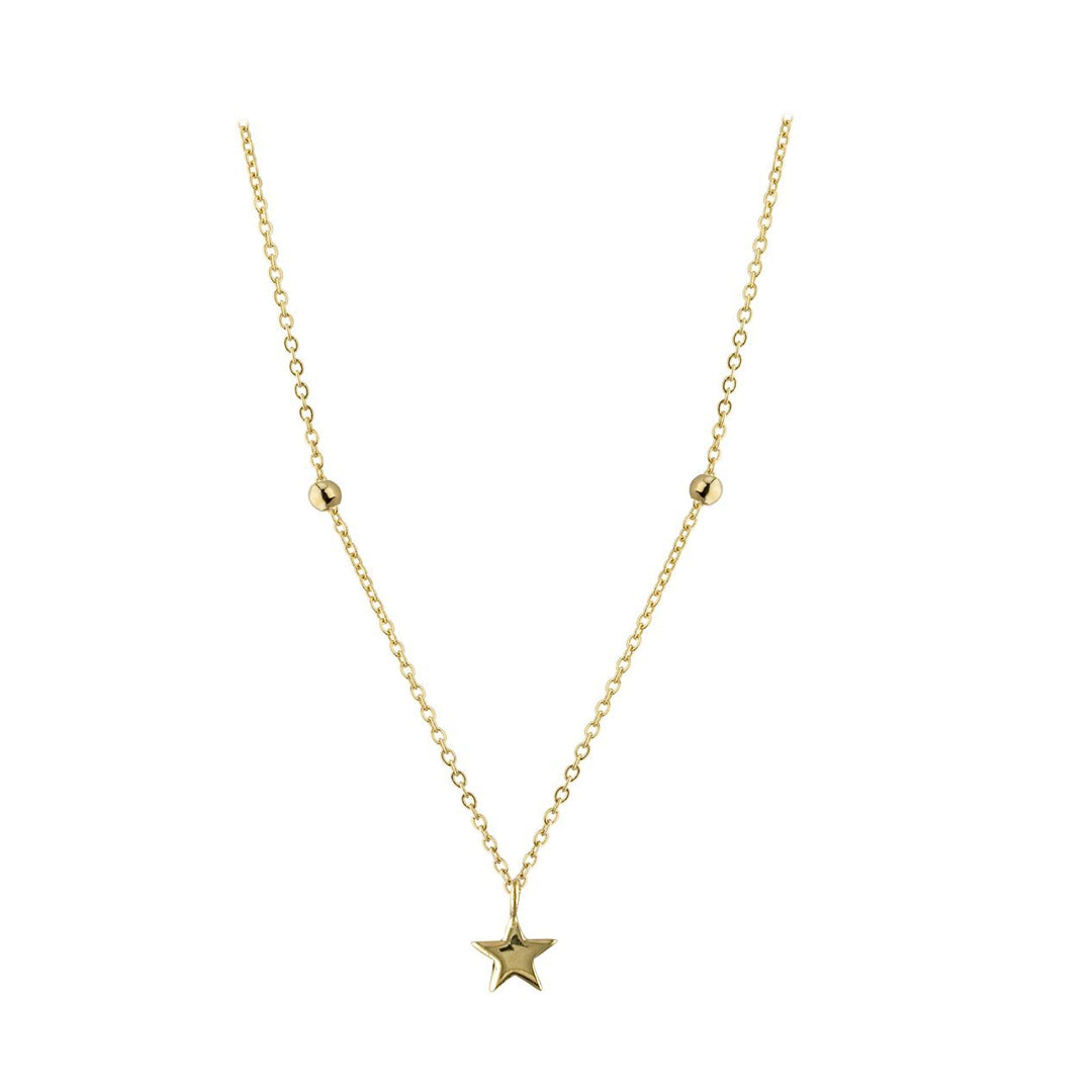 9ct gold north star necklace on white background