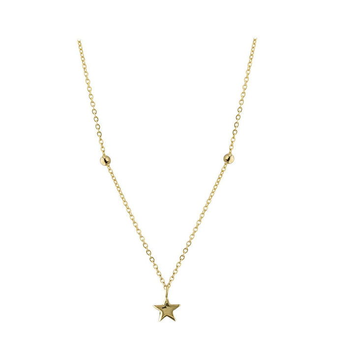 9ct gold north star necklace on white background