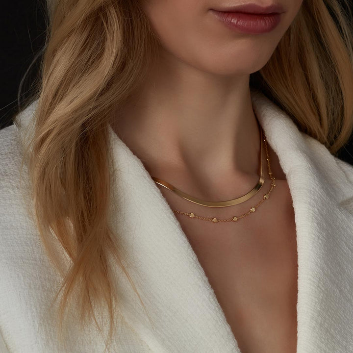Gold Plated Layered Double Chain Necklet