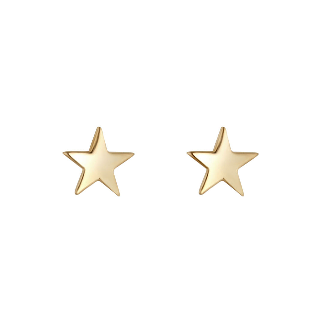 9ct gold star stud earrings on white background