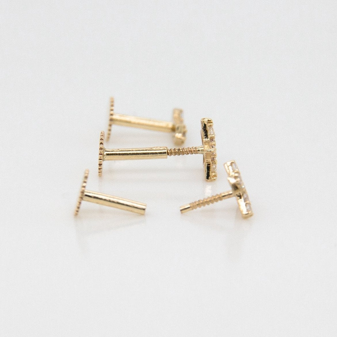 9ct Gold Cz Arch Garland Ear Piercing Earring