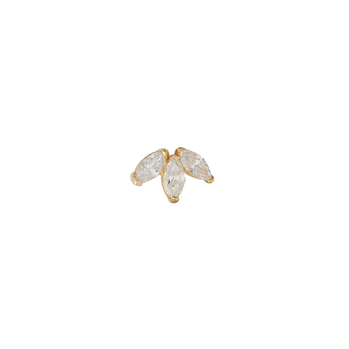 9ct gold & cz marquis lotus piercing earring on white background