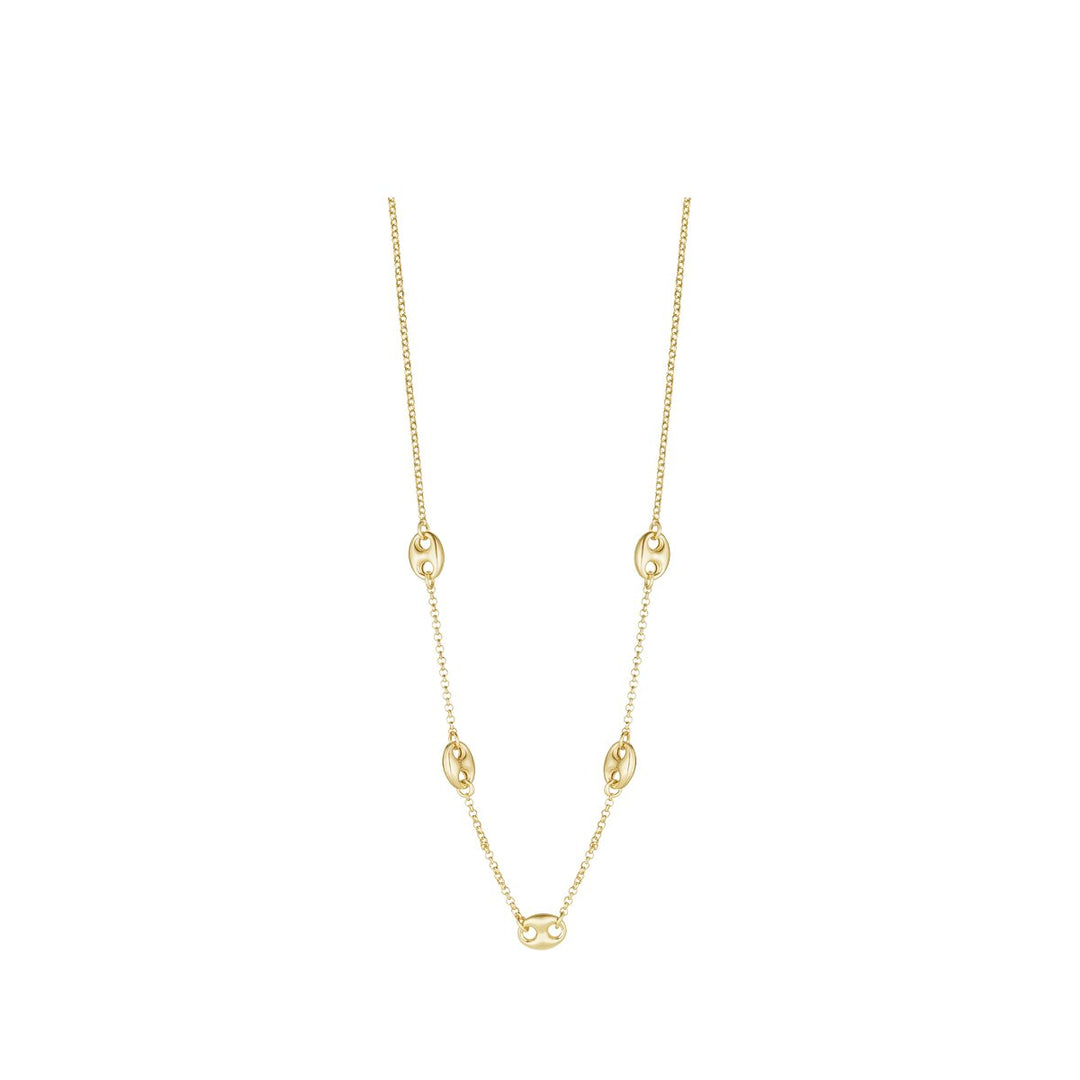 Gold Plated Oval Link Chain Necklet on white background