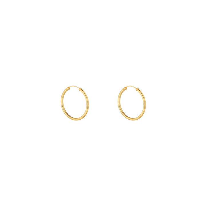 9ct gold 10mm sleeper hoop earrings on white background