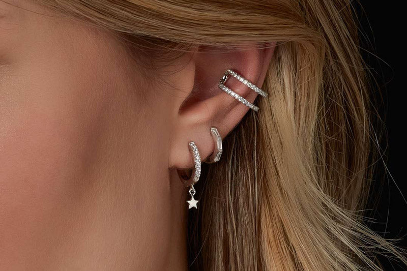 earring stacks on a model