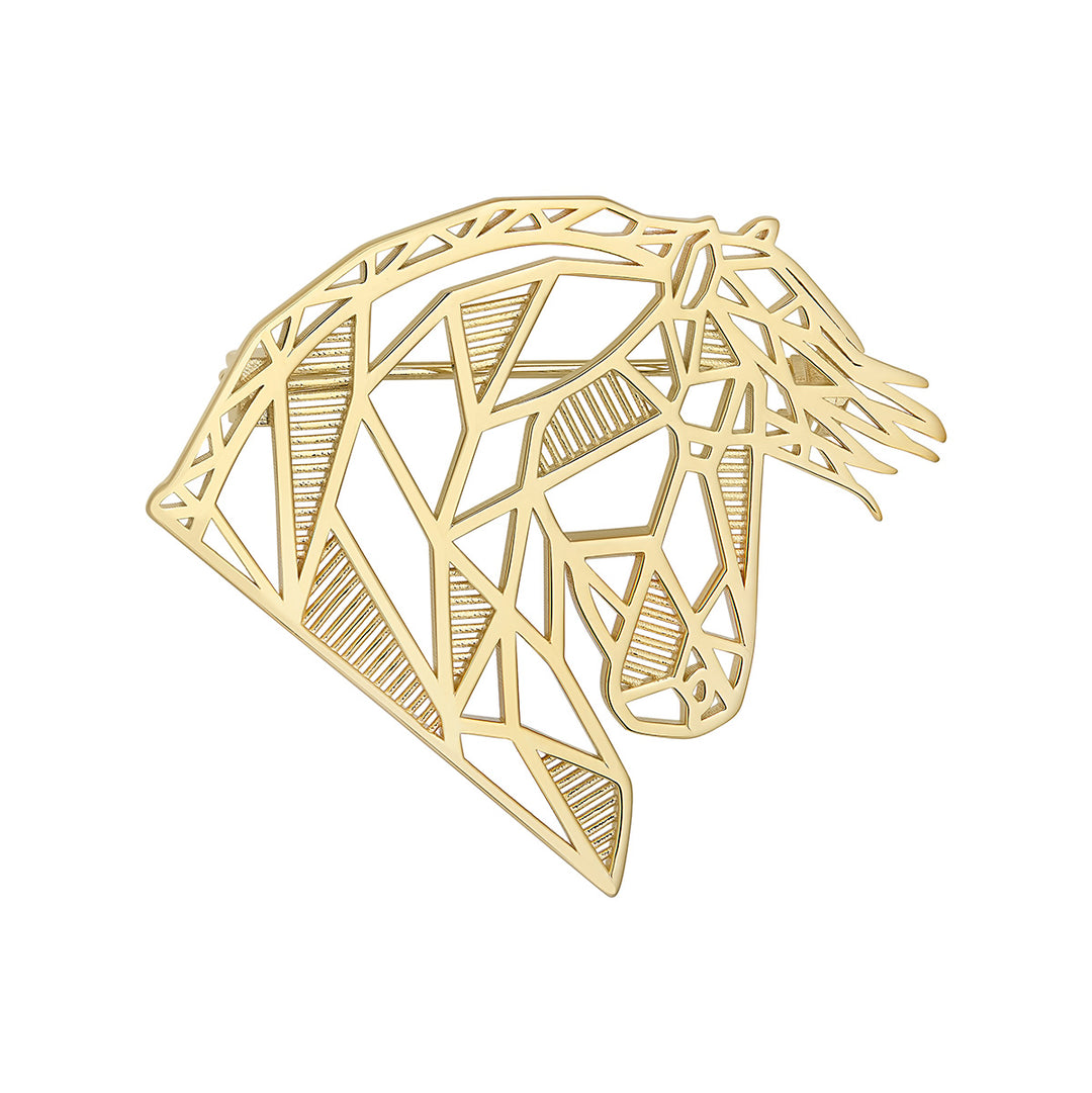 gold plated horse brooch