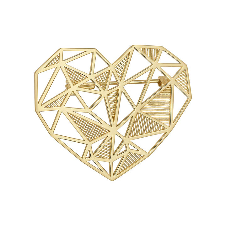 gold plated filigree heart brooch