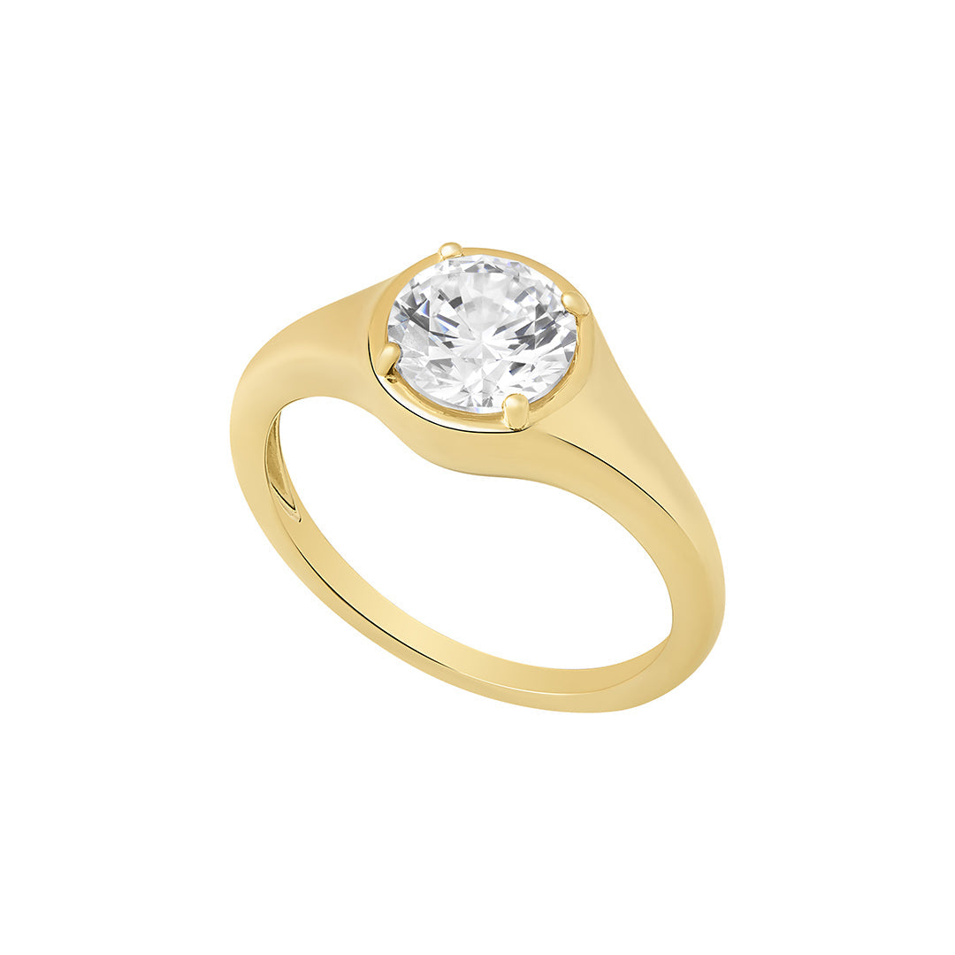 gold plated cz signet ring