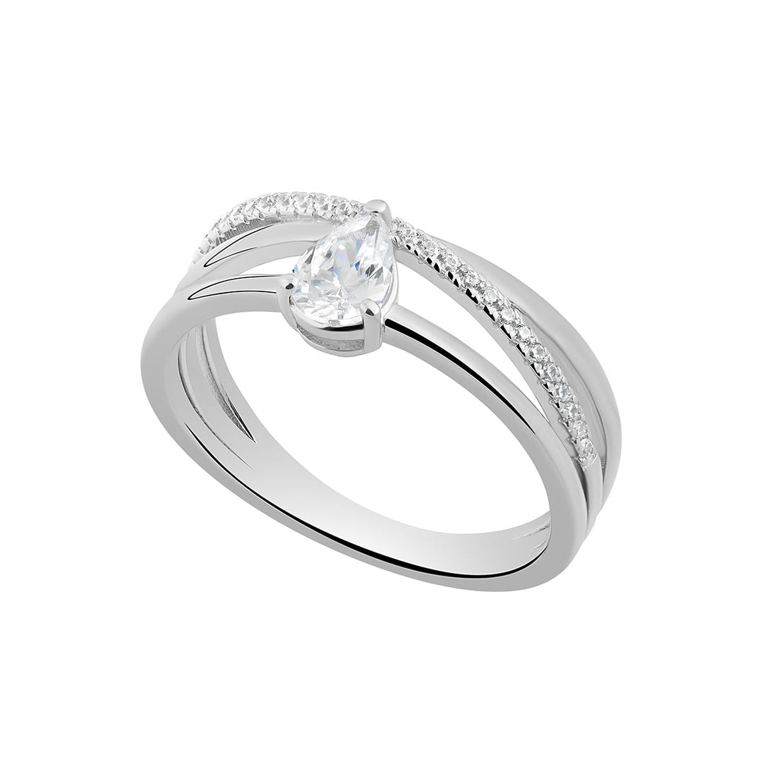 silver cz pear wrap ring