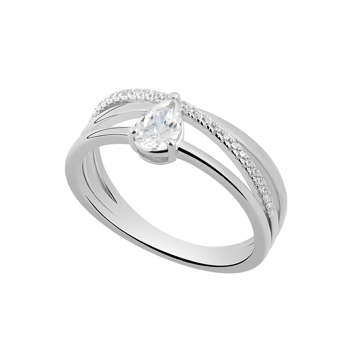 silver cz pear wrap ring