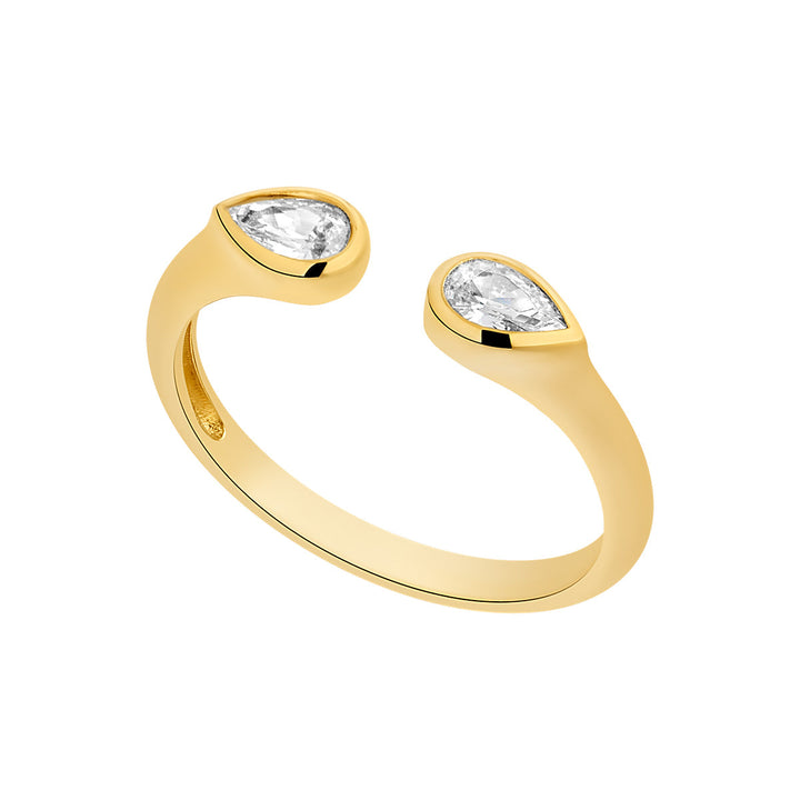 gold plated cz pear open ring