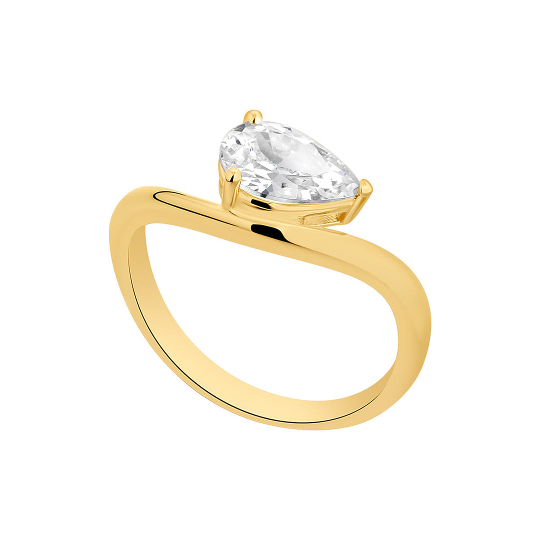 gold plated cz pear wave ring