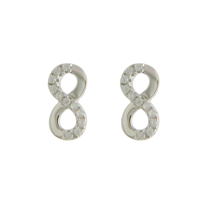 Silver CZ Infinity Stud Earrings