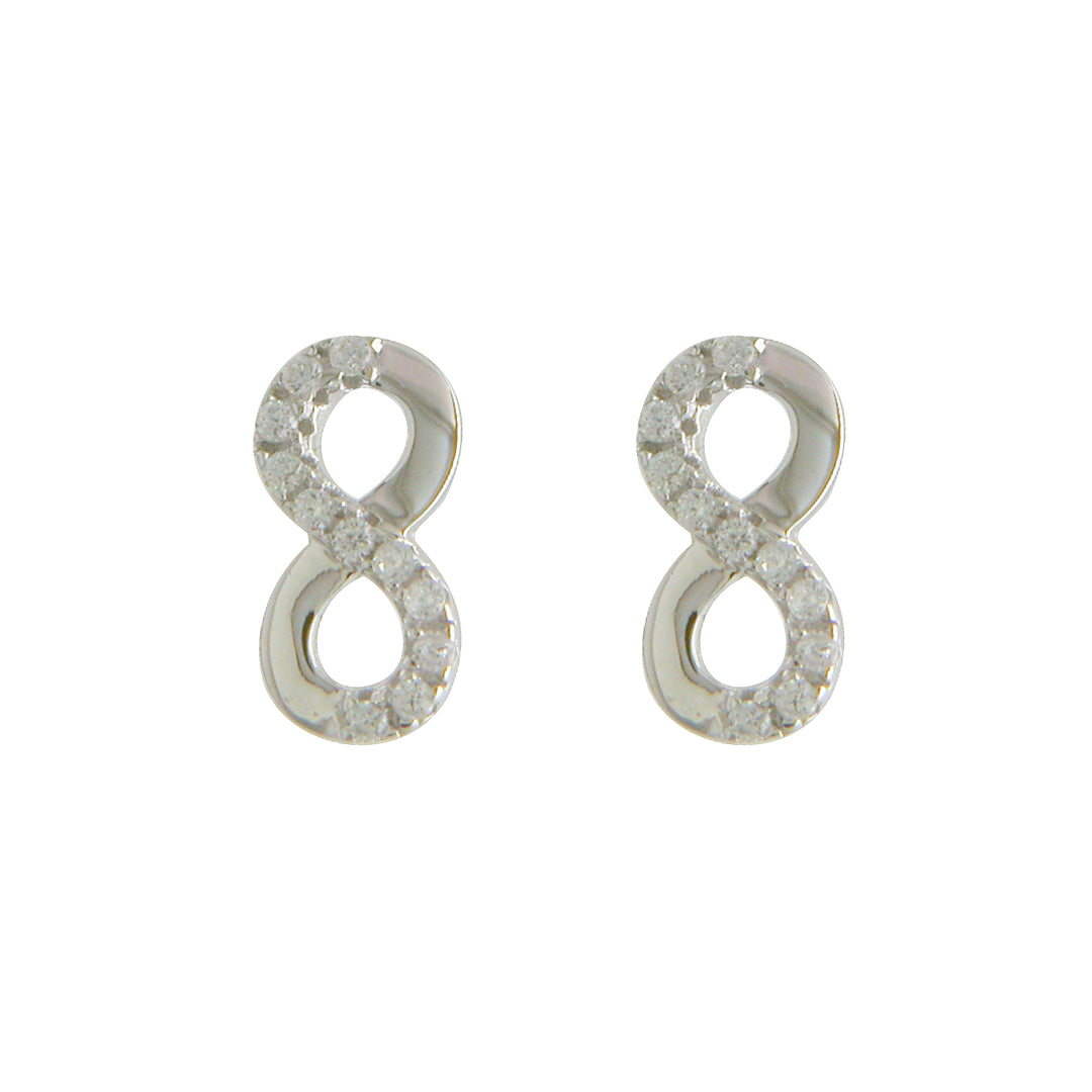Silver CZ Infinity Stud Earrings