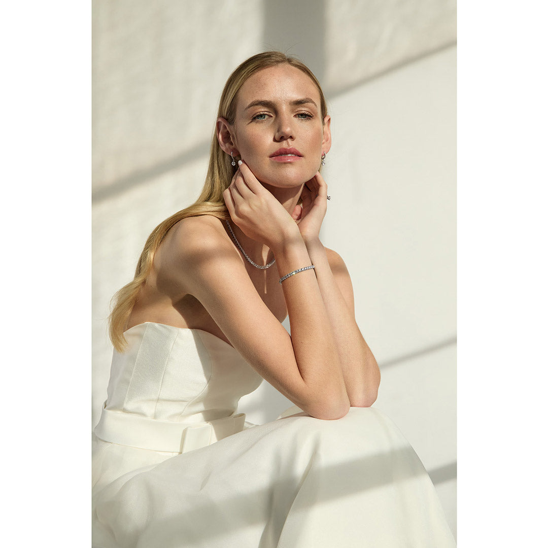 bride wearing sterling silver jewellery