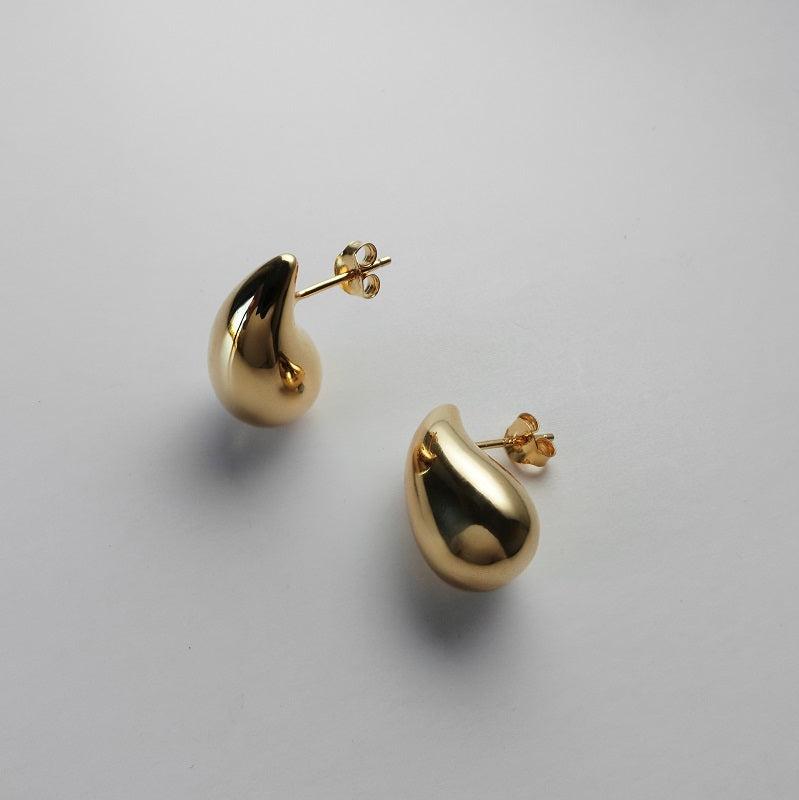 gold plated chunky tear drop earrings