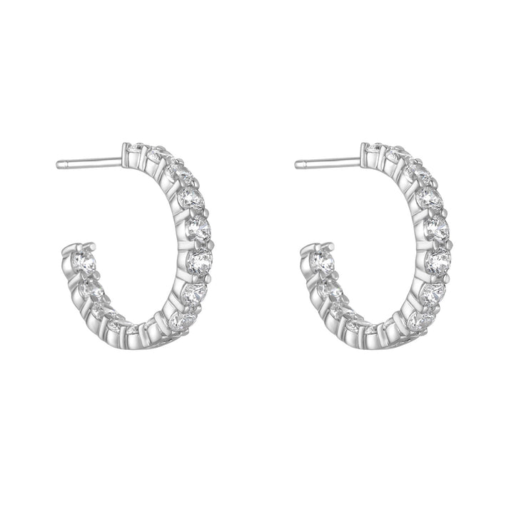 Sterling Silver Inside Out Cubic Zirconia Hoop Earrings