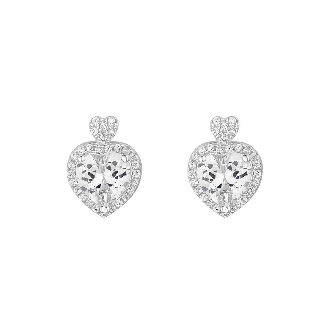 Halo Cz Heart Stud Earrings – NJO Designs - Main Image