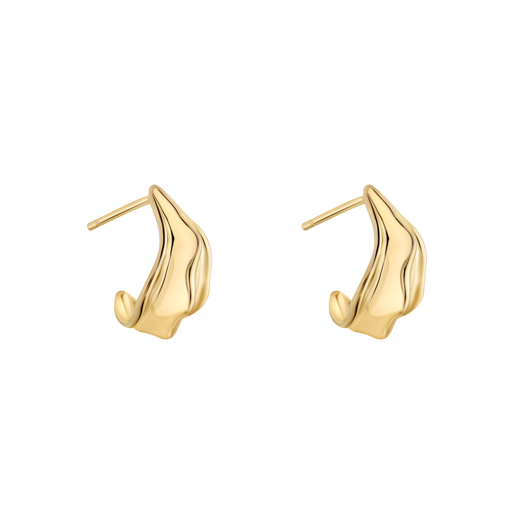 gold plated molten hoop earrings
