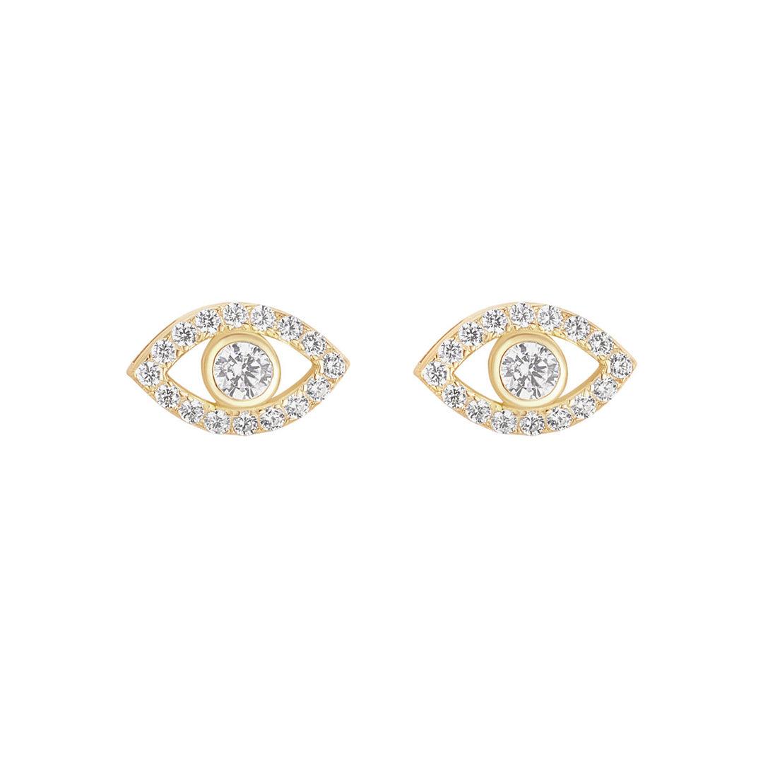 gold evil eye stud earrings