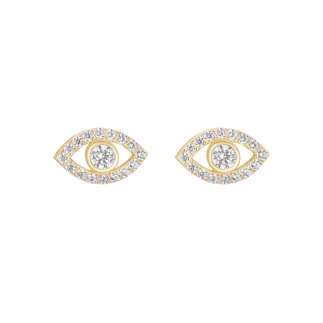 gold evil eye stud earrings