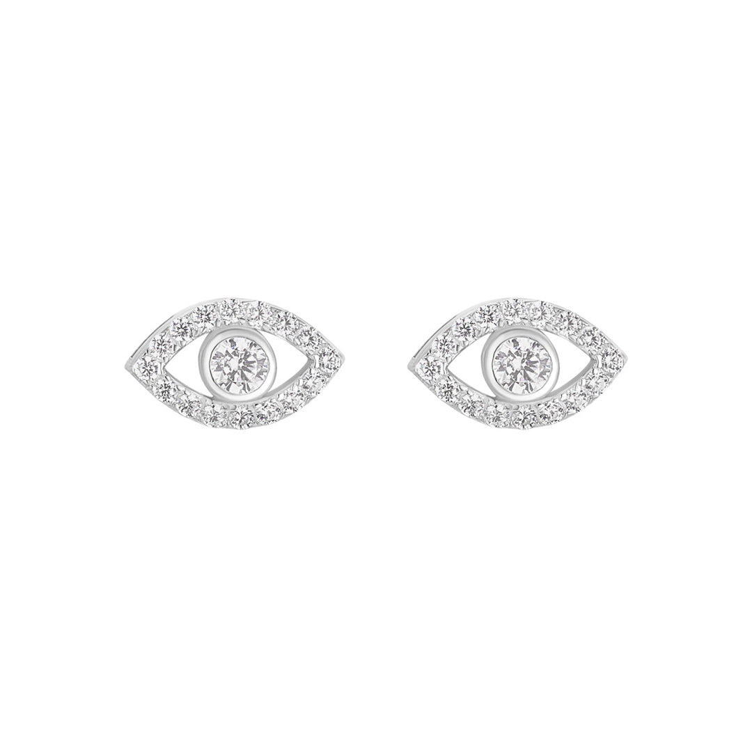 silver evil eye stud earrings