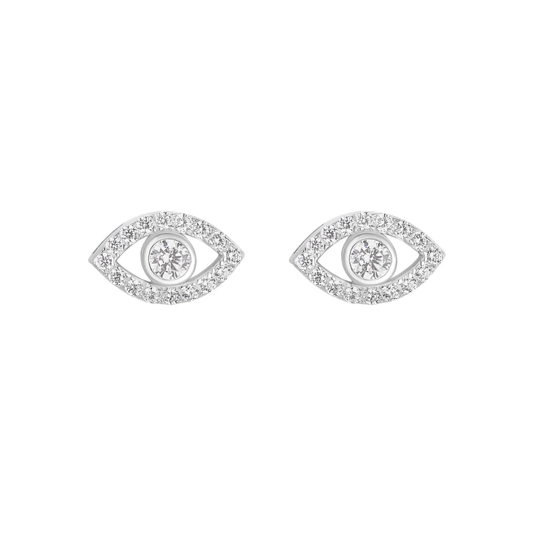 silver evil eye stud earrings