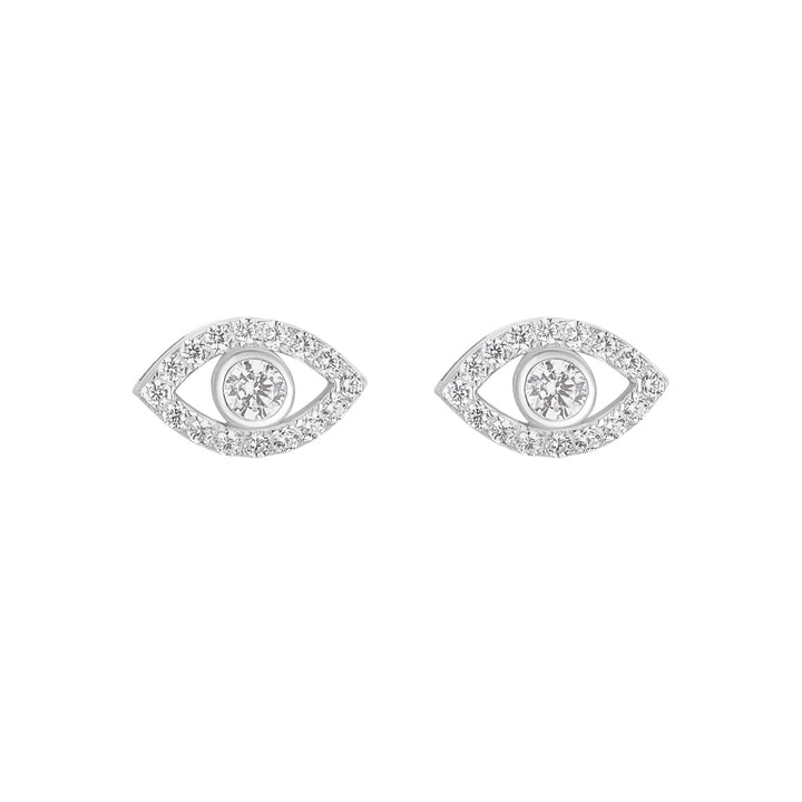 silver evil eye stud earrings