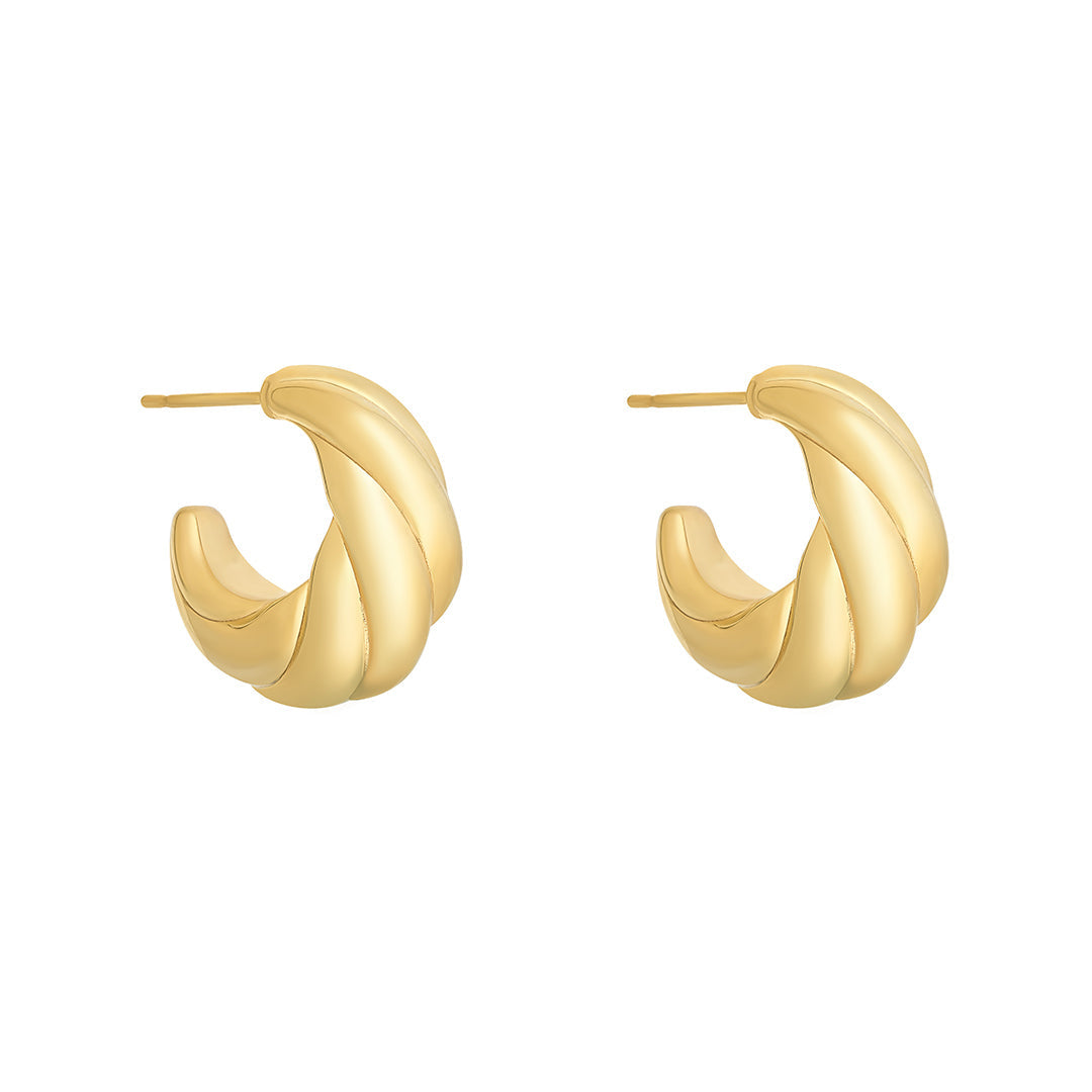 gold plated croissant hoop earrings