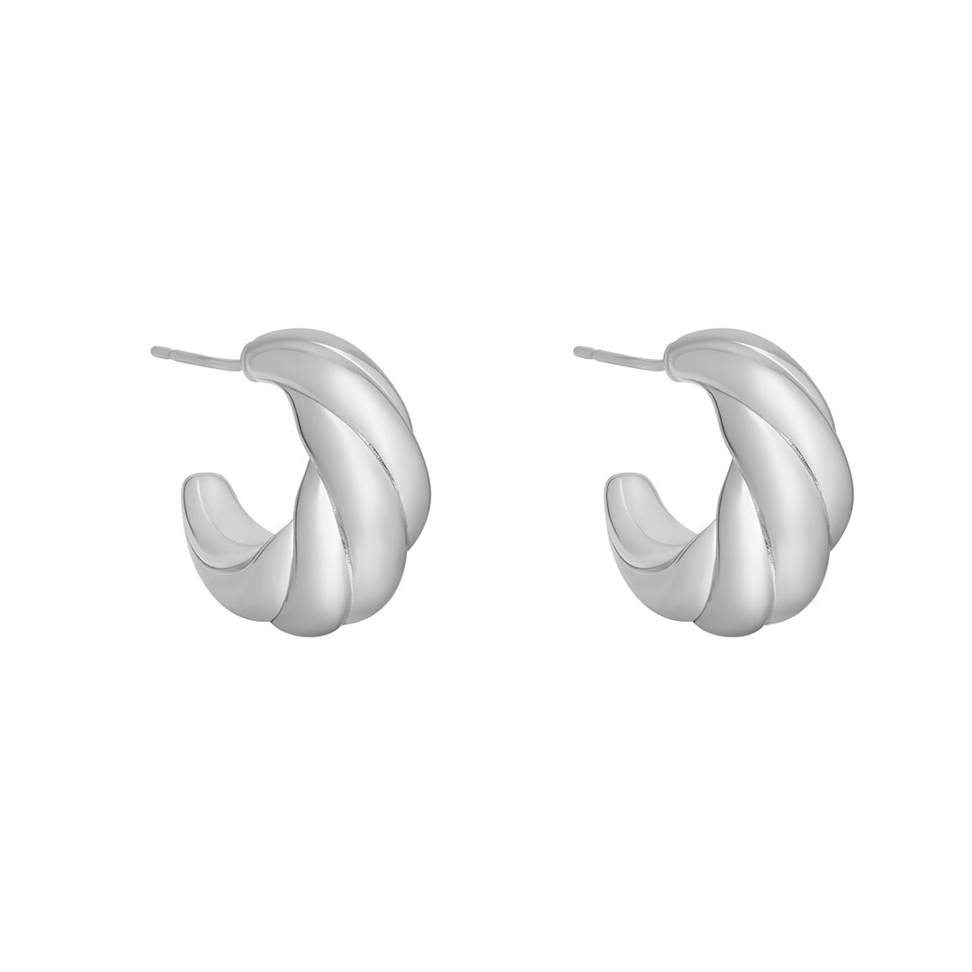 sterling silver croissant hoop earrings