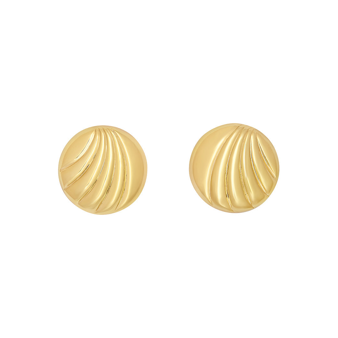 gold plated button stud earrings