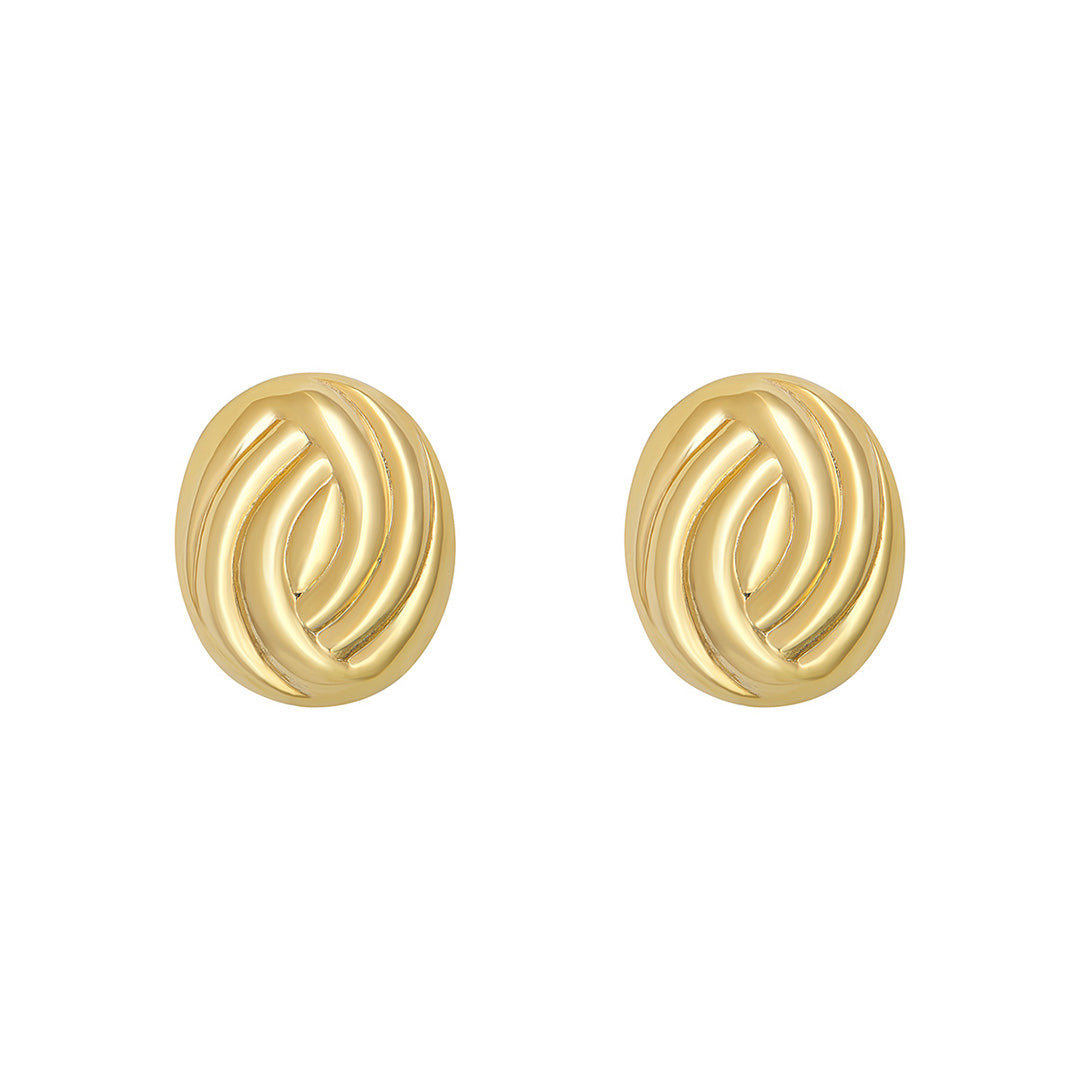 gold plated oval stud earrings