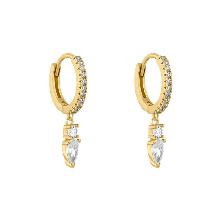 gold plated cz marquise drop huggie earrings