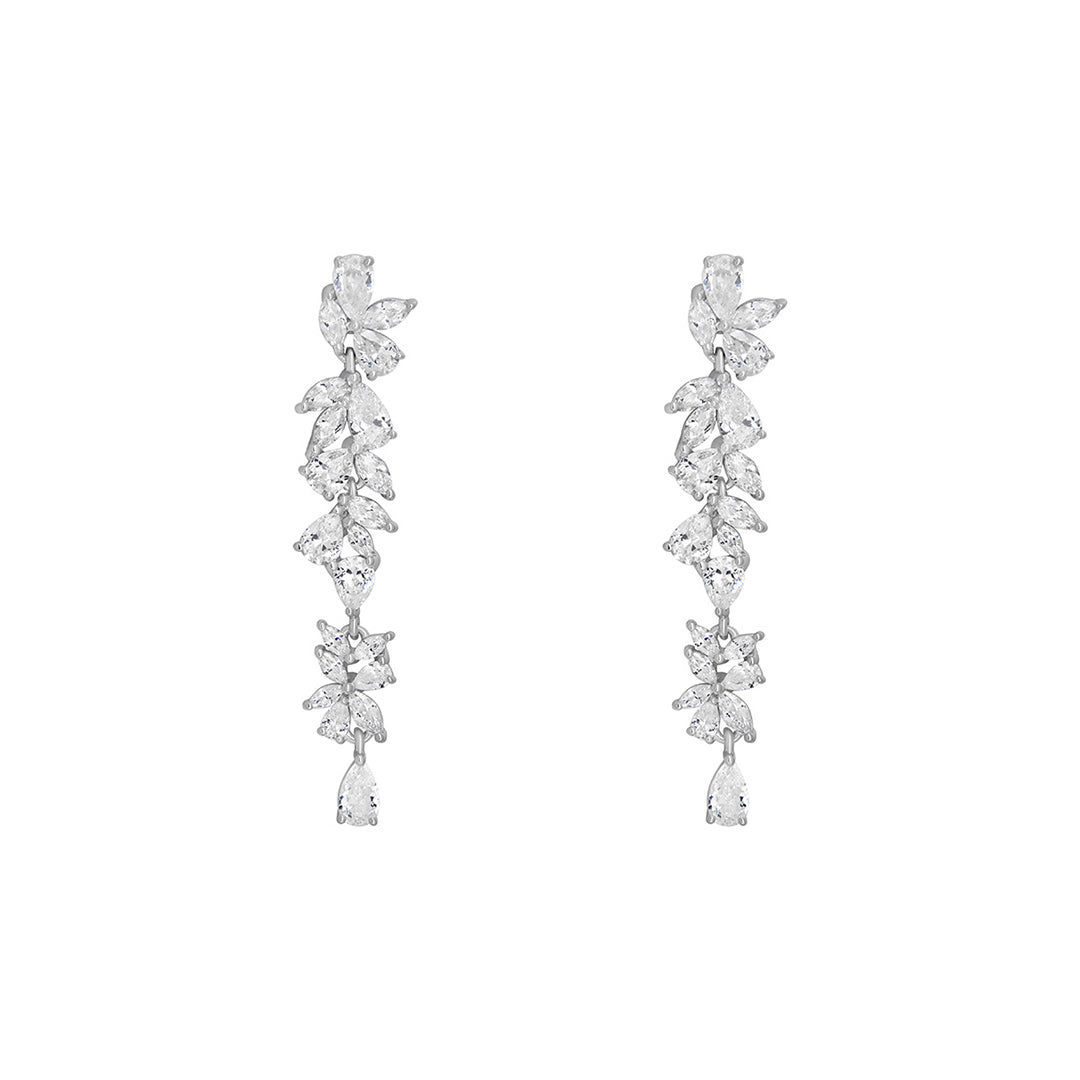 sterling silver pear & marquise cz drop earrings