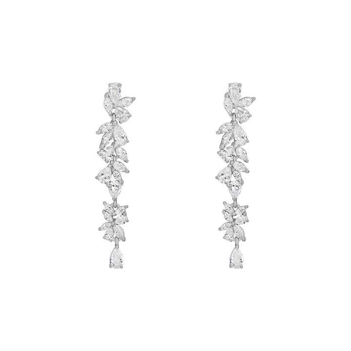sterling silver pear & marquise cz drop earrings