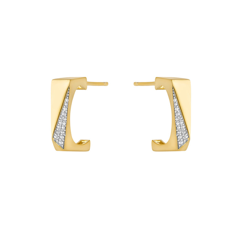 gold plated cz square hoop earrings