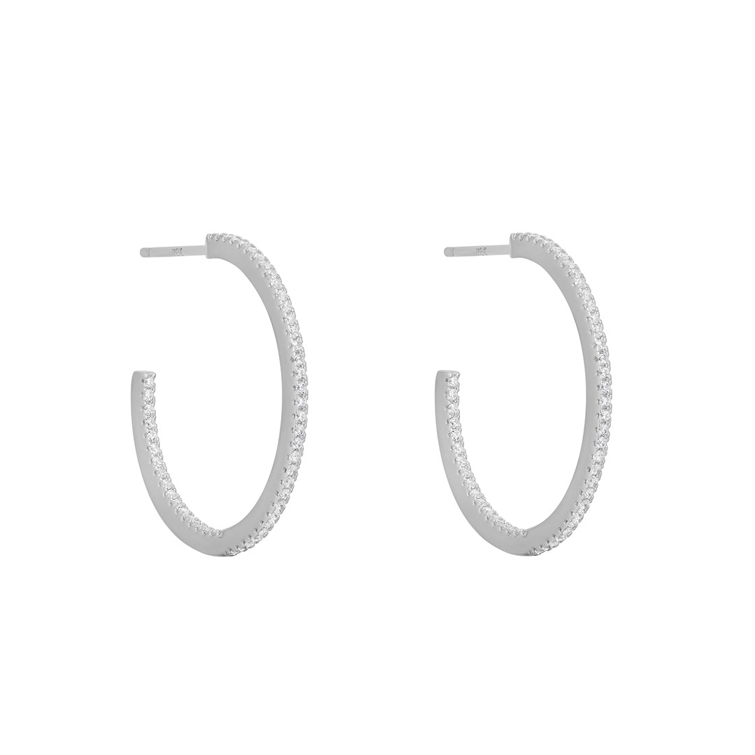 sterling silver tennis hoop earrings
