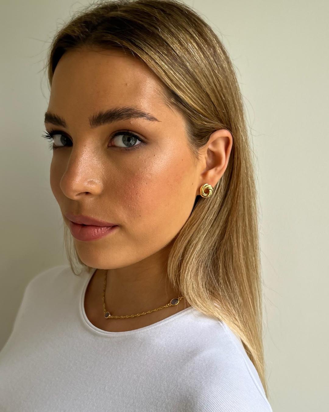 Gold Plated Open Knot Stud Earrings