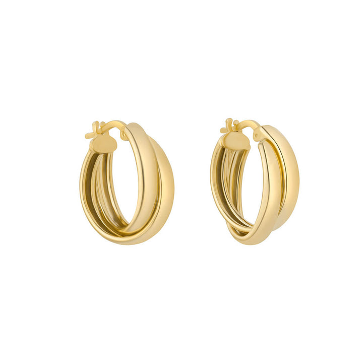 gold plated crossover hoop earrings